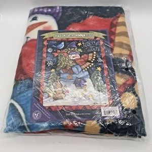 Peace On Earth Snowman Christmas Fleece Throw Blanket‎ Multicolor 51 x 64 in.